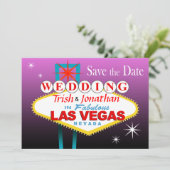 Las Vegas Wedding Save the Date - paars (Staand voorkant)
