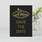 Las Vegas Wedding Save the Date Photo Black Gold (Staand voorkant)