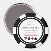 Las Vegas Wedding Save the Date Poker Chip Black Magneet (Voorkant / Achterkant)