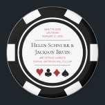 Las Vegas Wedding Save the Date Poker Chip Black Magneet<br><div class="desc">Duw uw uw gasten door hen deze fantastische zwarte,  witte,  en rode pokerspaanstijl te verzenden sparen de datummagneten om op hun koelkast te plaatsen. Ze wachten vol ongeduld op de officiële uitnodiging voor deze leuke bruiloft.</div>
