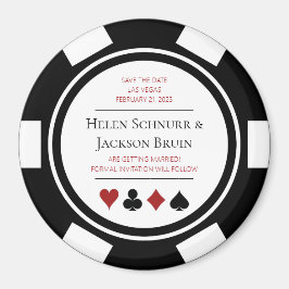 Las Vegas Wedding Save the Date Poker Chip Black Magneet