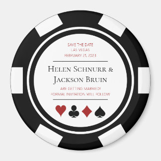 Las Vegas Wedding Save the Date Poker Chip Black Magneet