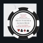 Las Vegas Wedding Save the Date Poker Chip Casino Kaart<br><div class="desc">Duw uw uw gasten door hen deze fantastische zwarte,  witte,  en rode pokerspaanstijl te verzenden sparen de datumuitnodigingen. Ze wachten vol ongeduld op de officiële uitnodiging voor deze leuke bruiloft.</div>