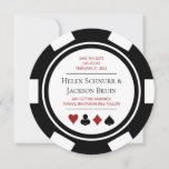 Las Vegas Wedding Save the Date Poker Chip Casino Kaart<br><div class="desc">Duw uw uw gasten door hen deze fantastische zwarte,  witte,  en rode pokerspaanstijl te verzenden sparen de datumuitnodigingen. Ze wachten vol ongeduld op de officiële uitnodiging voor deze leuke bruiloft.</div>