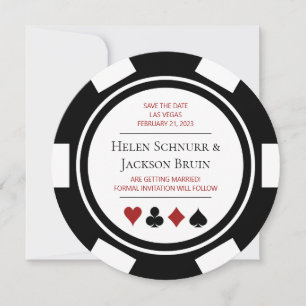 Las Vegas Wedding Save the Date Poker Chip Casino Kaart