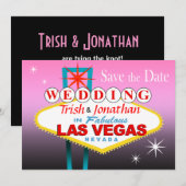 Las Vegas Wedding Save the Date - roze (Voorkant / Achterkant)