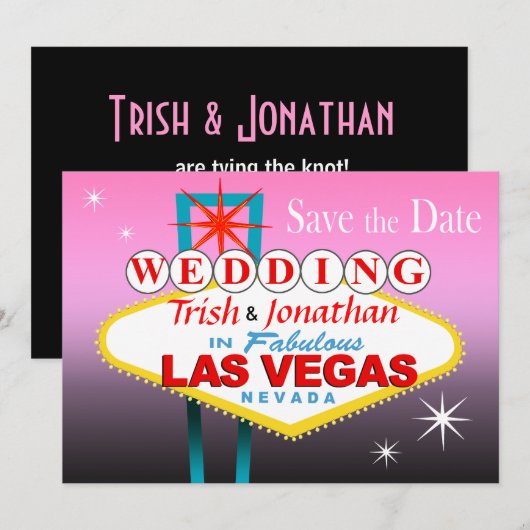 Las Vegas Wedding Save the Date - roze (Voorkant / Achterkant)