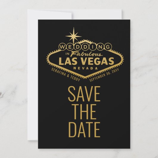 Las Vegas Wedding Sign Gold Foto Save the Date (Voorkant)