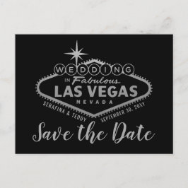 Las Vegas Wedding Silver en Red Save the Date Aankondigingskaart
