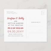 Las Vegas Wedding Silver en Red Save the Date Aankondigingskaart (Achterkant)