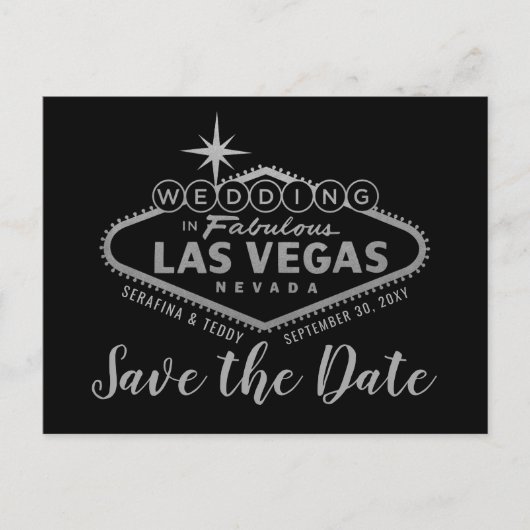 Las Vegas Wedding Silver en Red Save the Date Aankondigingskaart (Voorkant)