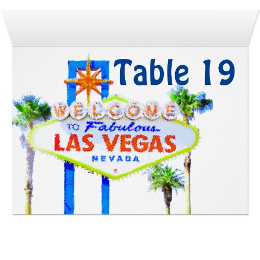 Las Vegas Wedding Table Number tentkaarten (Binenzijde Horizontaal (Onderkant))