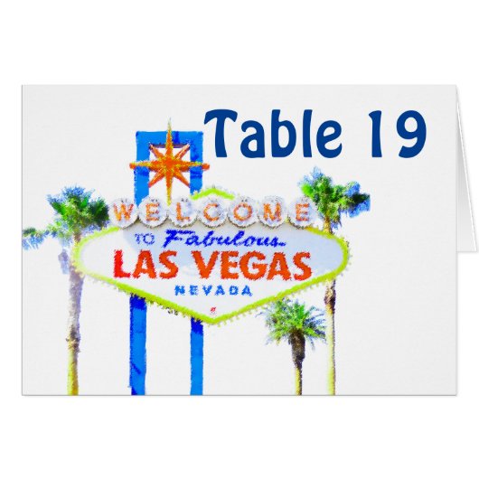 Las Vegas Wedding Table Number tentkaarten (Voorkant Horizontaal)