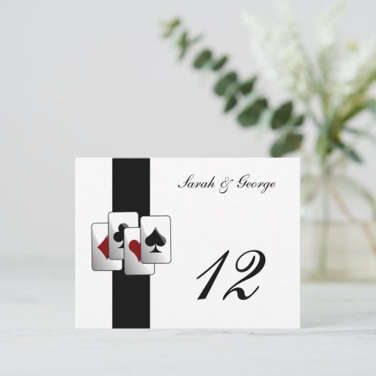 Las Vegas Wedding Table Nummers Briefkaart (Staand voorkant)