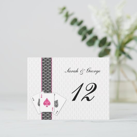 Las Vegas Wedding Table Nummers Briefkaart (Staand voorkant)