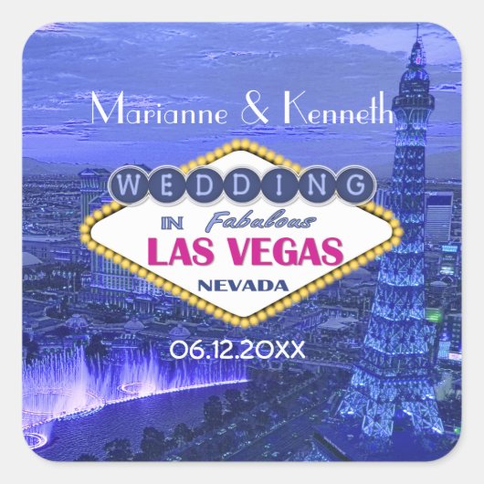 Las Vegas Wedding Vierkante Sticker (Voorkant)