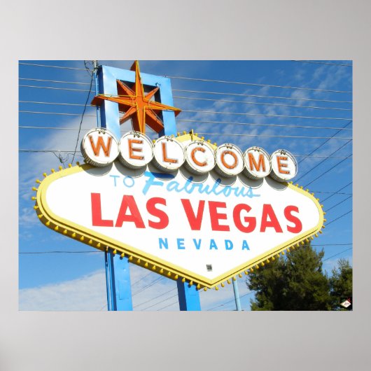 Las Vegas Welcome Sign Closeup Poster Print (Voorkant)
