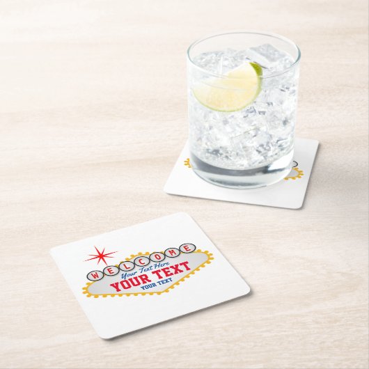 Las Vegas Welcome Sign Jouw tekst Kartonnen Onderzetters (Insitu)