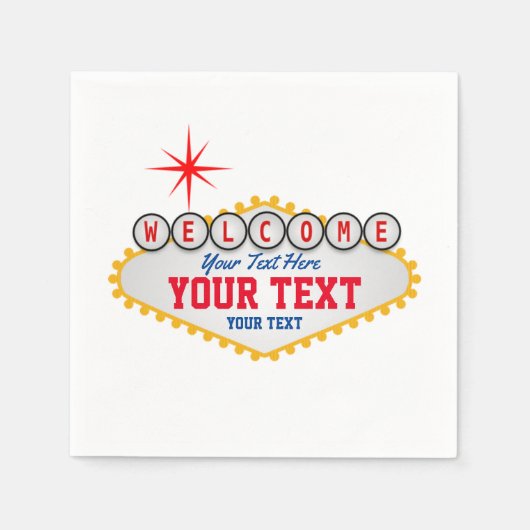 Las Vegas Welcome Sign Jouw tekst Napkins Servet (Voorkant)