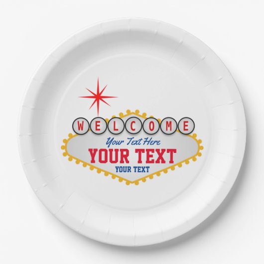 Las Vegas Welcome Sign Jouw tekst Paper Borden Papieren Bordje (Voorkant)