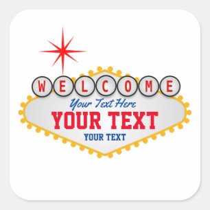 Las Vegas Welcome Sign Jouw tekst Vierkante Sticker