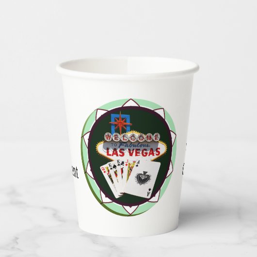 Las Vegas Welcome Sign Poker Chip Papieren Bekers (Links)