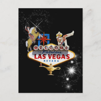 Las Vegas Welkom Bord Tegen Sterrenachtergrond Briefkaart