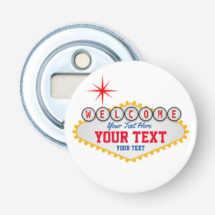 Las Vegas Welkom Bord Uw Tekst  Button Flesopener