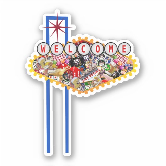 Las Vegas Welkomstbord - Gamblers Delight Sticker (Voorkant)