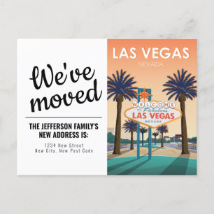 Las Vegas Welkomstbord Sunset  We hebben verhuisd Briefkaart