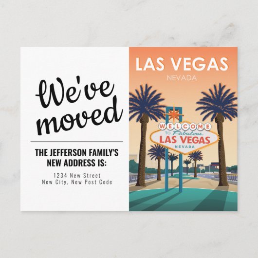 Las Vegas Welkomstbord Sunset  We hebben verhuisd Briefkaart (Voorkant)