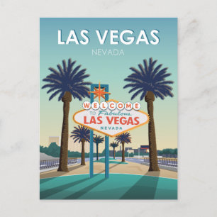 Las Vegas Welkomstbord Vintage Travel Briefkaart