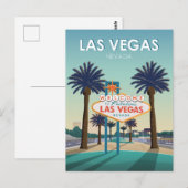 Las Vegas Welkomstbord Vintage Travel Briefkaart (Voorkant / Achterkant)