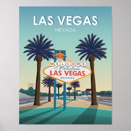 Las Vegas Welkomstbord Vintage Travel Poster (Voorkant)
