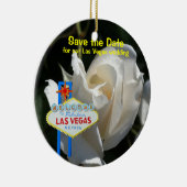 Las Vegas White Rose Wedding Announcement Keramisch Ornament (Rechts)