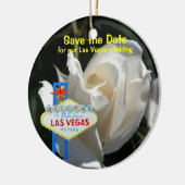 Las Vegas White Rose Wedding Announcement Keramisch Ornament (Links)