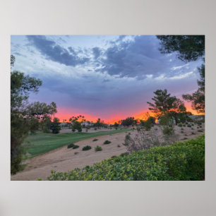 Las Vegas zonsopgang boven golfbaan in de woestijn Poster