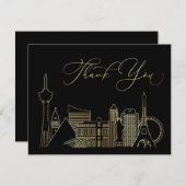 Las Vegas Zwart en Gouden Bruiloft Bedankkaart (Voorkant / Achterkant)