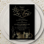 Las Vegas Zwart en Gouden Bruiloft Kaart<br><div class="desc">Rol de dobbelstenen op liefde met dit ontwerp van de huwelijksuitnodiging in Las Vegas. Het elegante kunstwerk en de luxueuze typografie geven dit ontwerp een rijke, glamoureuze sfeer. Ideaal voor jullie bruiloft in Las Vegas. Bestel uw gedrukte uitnodigingen en feestartikelen of download uw digitale uitnodigingen nu voor een dag die...</div>