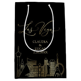 Las Vegas Zwart en Gouden Bruiloft Medium Cadeauzakje