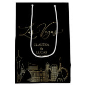 Las Vegas Zwart en Gouden Bruiloft Medium Cadeauzakje (Achterkant)