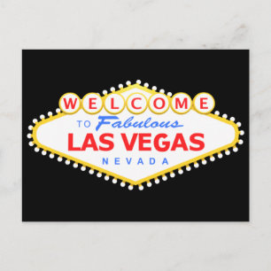 Las Vegas Zwarte Ansichtkaart Briefkaart