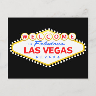 Las Vegas Zwarte Ansichtkaart Briefkaart