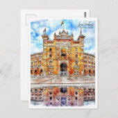 Las Ventas Madrid Spanje Reisplaats Waterverf Briefkaart (Voorkant / Achterkant)