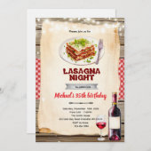 Lasagna and Wine night party invitation Kaart (Voorkant / Achterkant)