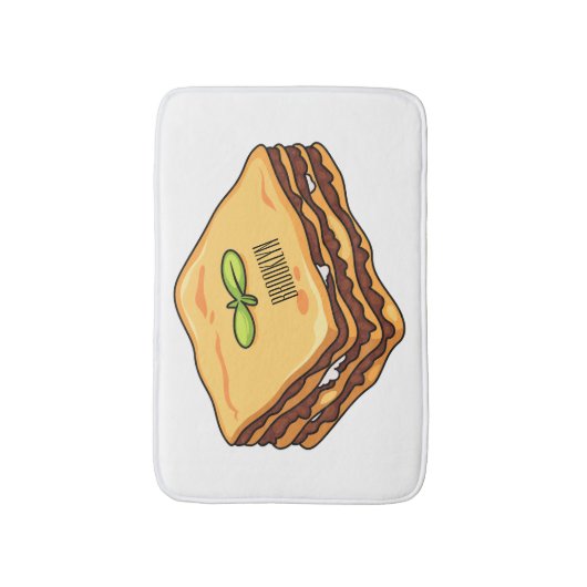 Lasagna cartoon illustratie badmat (Voorkant Verticaal)