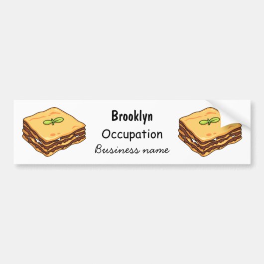 Lasagna cartoon illustratie bumpersticker (Voorkant)