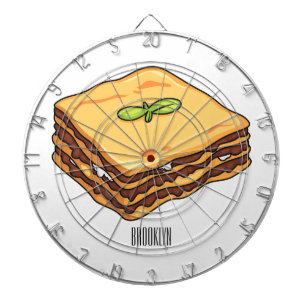 Lasagna cartoon illustratie dartbord