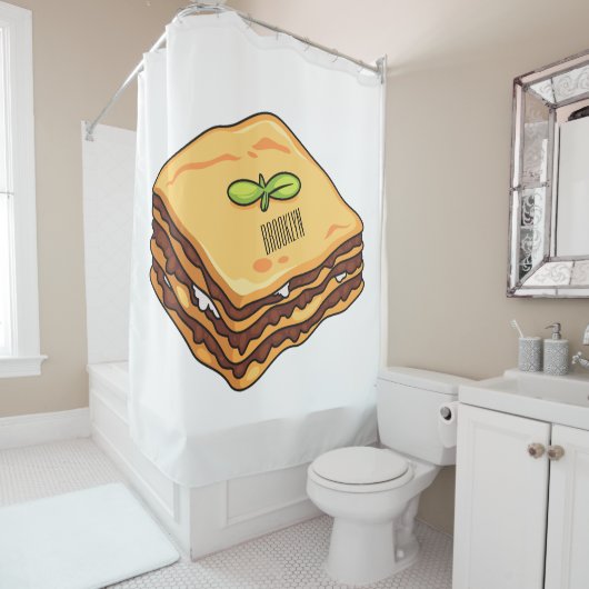 Lasagna cartoon illustratie douchegordijn (In situ)