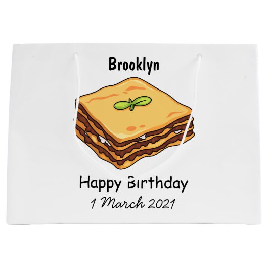 Lasagna cartoon illustratie groot cadeauzakje (Voorkant)